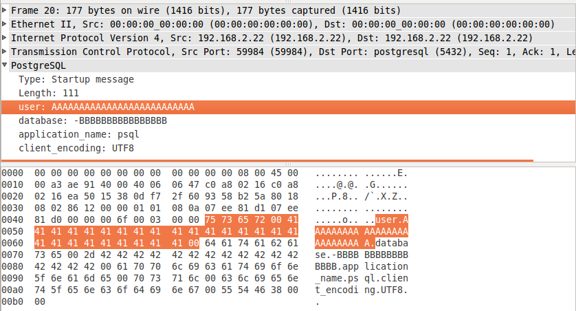Wireshark Screenshot: User field