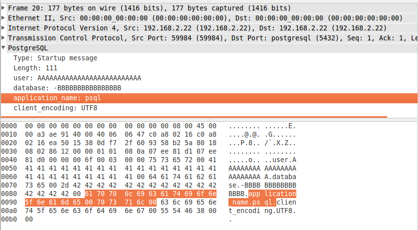 Wireshark Screenshot: Application Name field